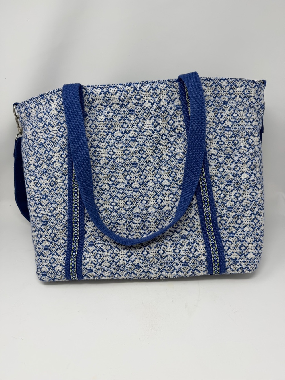 Boho America and Beyond Embroidered Blue Tote Bag with Tassel and Insert - Picture 4 of 16
